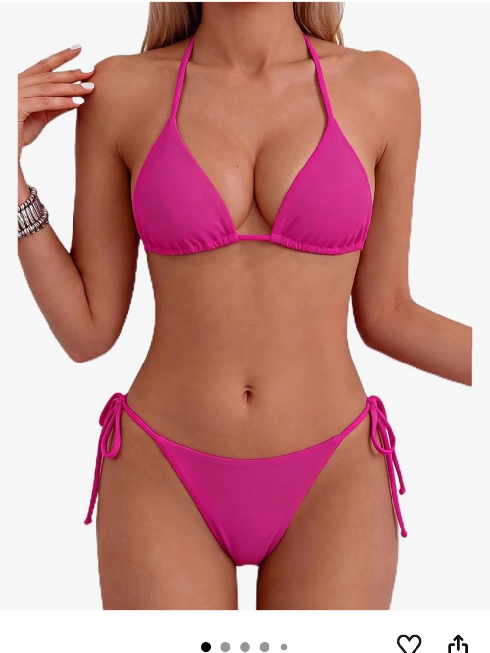 Amazon Hot Pink String Bikini Set